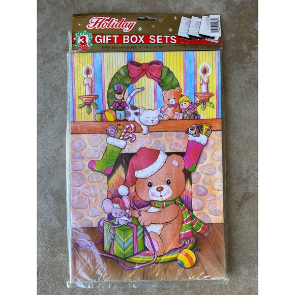 CHRISTMAS GIFT BOXES - Set of 3 - NIP - Vintage - Crest Holiday Gift Boxes - 14" - Picture 2 of 6